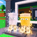 Garama and Madundung from Steal a Brainrot, a blocky gray salt shaker and a honey jar with faces and hairy legs, glowing with salt and honey sparks