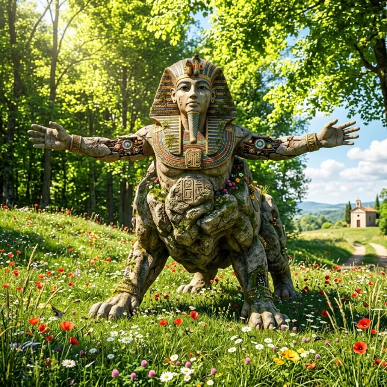 Italian Brainrot character Shyinxelino Rockelino depicted as A sphinx powered rock that is protective